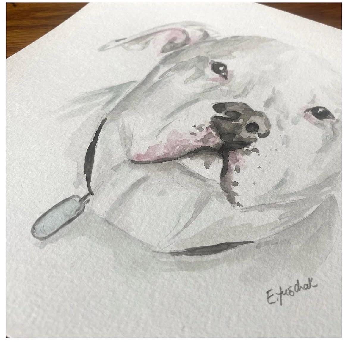 Watercolor pet portrait example